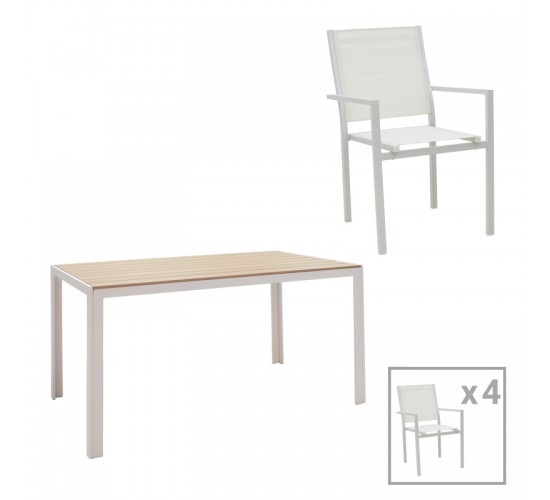 Τραπεζαρία Zacreta-Nares σετ 5τεμ λευκό-φυσικό 140x80x72.5εκ Υλικό: ALUMINUM - TEXTILENE 152-000006 Τραπεζαρία Zacreta-Nares σετ 5τεμ λευκό-φυσικό 140x80x72.5εκ Υλικό: ALUMINUM - TEXTILENE 152-000006