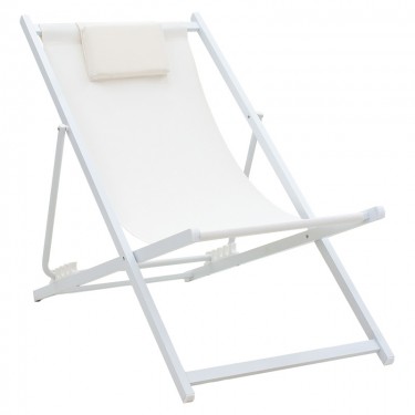 Σεζλόνγκ επαγγελματική Corte αλουμίνιο λευκό-textilene μπεζ Υλικό: ALUMINUM - TEXTILENE 152-000008