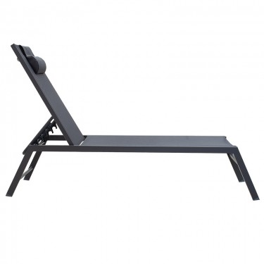 Ξαπλώστρα Kiara αλουμίνιο-textilene ανθρακί στοιβαζόμενη Υλικό: ALUMINUM - TEXTILE 152-000012