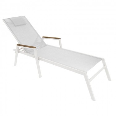 Ξαπλώστρα με μπράτσα Koby αλουμίνιο λευκό-textilene μπεζ Υλικό: ALUMINUM - TEXTILE - POLYWOOD 152-000015