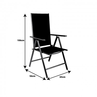 Πολυθρόνα Candor ανθρακί μέταλλο και γκρι textilene 51.5x63.5x107εκ Υλικό: METAL - TEXTILENE 152-000023