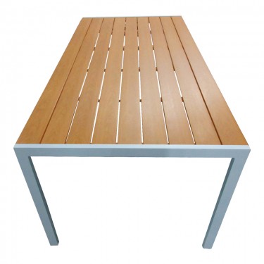 Τραπέζι Nares αλουμίνιο λευκό-plywood φυσικό 180x90x72.5εκ Υλικό: METAL - PLYWOOD 152-000031