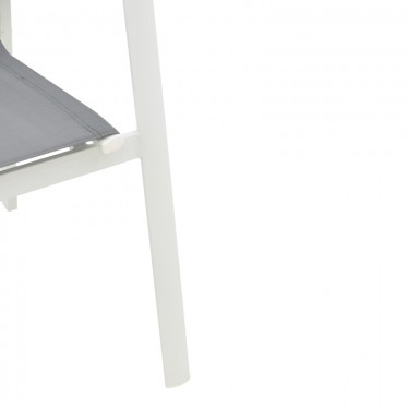 Πολυθρόνα κήπου Dashiell αλουμίνιο λευκό textilene γκρι 71x58x94εκ Υλικό: ALUMINUM - TEXTILENE 152-000049