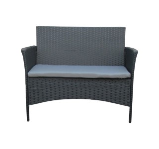 Σαλόνι κήπου Calmness σετ 4τμχ rattan μαύρο-ύφασμα γκρι Υλικό: STEEL FRAME - PE RATTAN - POLYESTER 152-000057