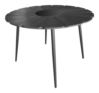 Τραπέζι Pinap μαύρο αλουμίνιο και plywood σε μαύρη απόχρωση Φ110x74εκ Υλικό: ALUMINIUM - PLYWOOD - GLASS 152-000088