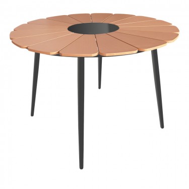 Τραπέζι Pinap μαύρο αλουμίνιο και plywood σε φυσική απόχρωση Φ110x74εκ Υλικό: ALUMINIUM - PLYWOOD - GLASS 152-000089