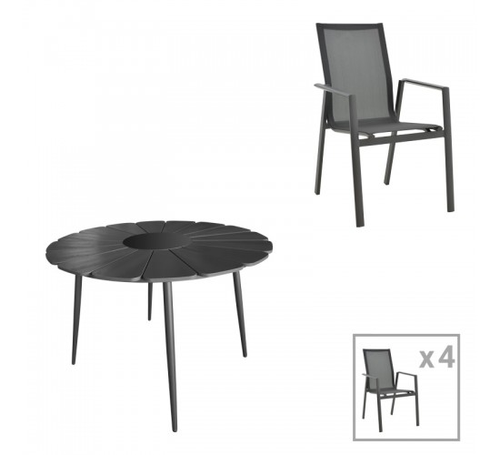 Τραπεζαρία Pinap-Dashiell σετ 5τεμ μαύρο αλουμίνιο και plywood σε μαύρη απόχρωση Φ110x74εκ Υλικό: PLYWOOD - ALUMINUM - TEXTILENE 152-000099 Τραπεζαρία Pinap-Dashiell σετ 5τεμ μαύρο αλουμίνιο και plywood σε μαύρη απόχρωση Φ110x74εκ Υλικό: PLYWOOD - ALUMINUM - TEXTILENE 152-000099