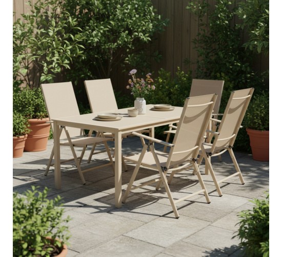 Πολυθρόνα Candor cappuccino μέταλλο-textilene σε καφέ απόχρωση 51.5x63.5x107εκ Υλικό: METAL - TEXTILENE 152-000104