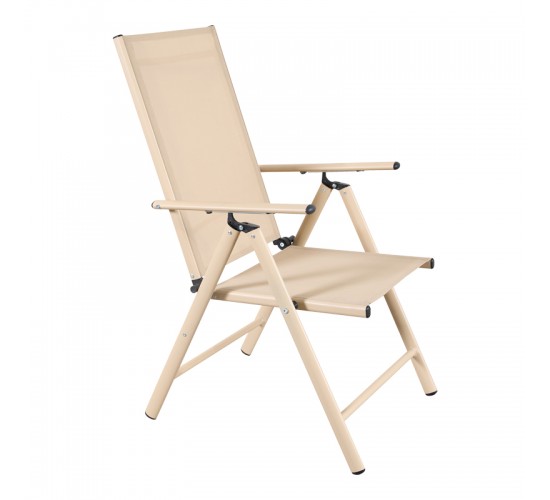 Πολυθρόνα Candor cappuccino μέταλλο-textilene σε καφέ απόχρωση 51.5x63.5x107εκ Υλικό: METAL - TEXTILENE 152-000104