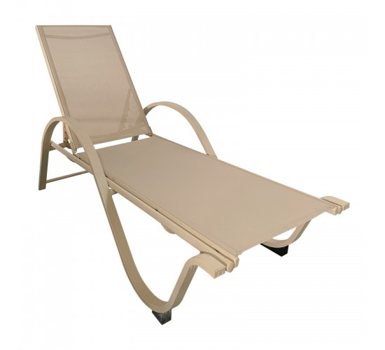 Ξαπλώστρα με μπράτσα Attain αλουμίνιο σε cappuccino-textilene σε καφέ απόχρωση191x64x32εκ Υλικό: ALUMINUM - 2*1 TEXTILE FABRIC 152-000105