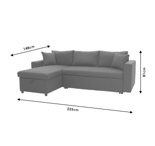 Γωνιακός καναπές-κρεβάτι αναστρέψιμος Lilian ανθρακί 225x148x81εκ Υλικό: FABRIC 166-000010