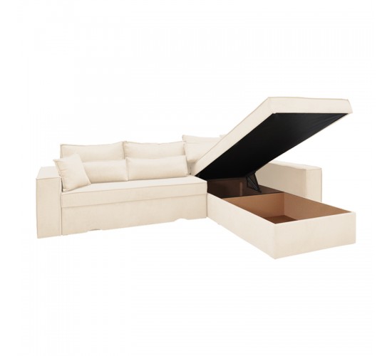 Γωνιακός καναπές-κρεβάτι αναστρέψιμος Venzie ύφασμα σε μπεζ απόχρωση 283x214x83εκ Υλικό: SOLID WOOD. MDF. FABRIC 166-000028
