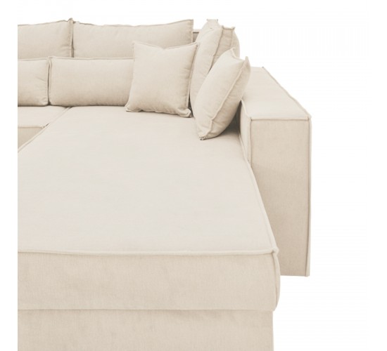 Γωνιακός καναπές-κρεβάτι αναστρέψιμος Venzie ύφασμα σε μπεζ απόχρωση 283x214x83εκ Υλικό: SOLID WOOD. MDF. FABRIC 166-000028