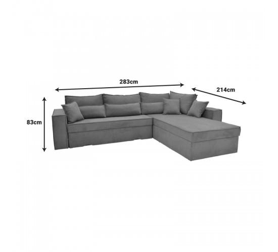 Γωνιακός καναπές-κρεβάτι αναστρέψιμος Venzie ύφασμα σε μπεζ απόχρωση 283x214x83εκ Υλικό: SOLID WOOD. MDF. FABRIC 166-000028