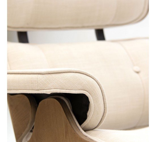 Πολυθρόνα relax Mirto μασίφ ξύλο καρυδί-ύφασμα εκρού 80x80x96.5εκ Υλικό: ELM WOOD - FABRIC 167-000002