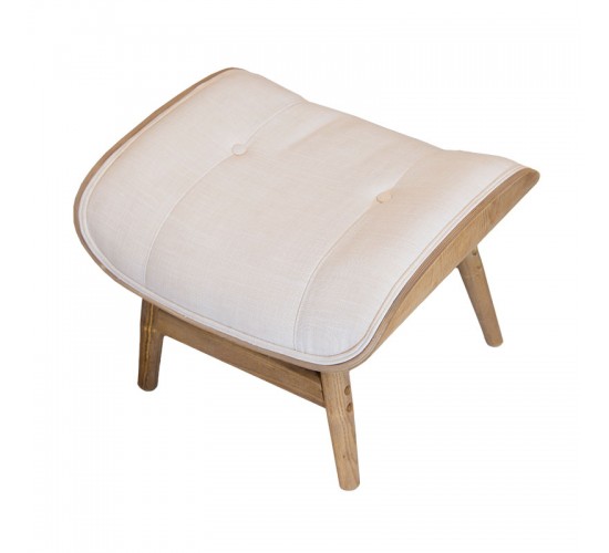 Σκαμπό relax Mirto μασίφ ξύλο καρυδί-ύφασμα εκρού 63x50x46εκ Υλικό: ELM WOOD - FABRIC 167-000004