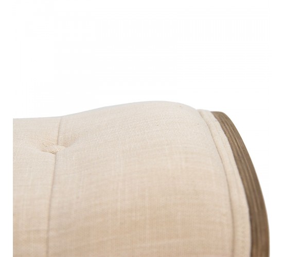 Σκαμπό relax Mirto μασίφ ξύλο καρυδί-ύφασμα εκρού 63x50x46εκ Υλικό: ELM WOOD - FABRIC 167-000004