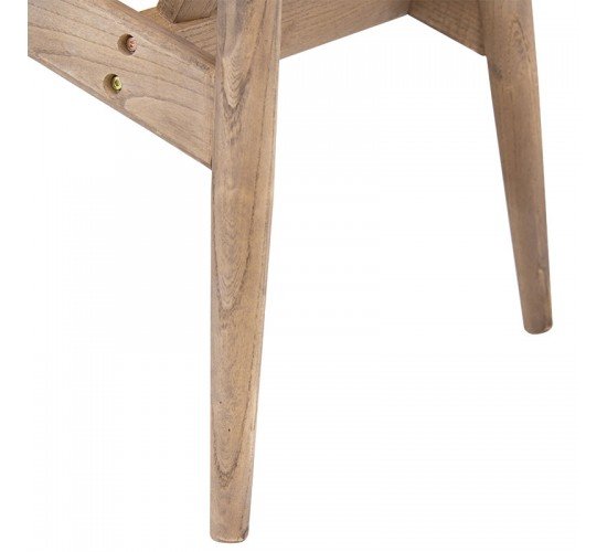 Πολυθρόνα relax Udalle μασίφ ξύλο καρυδί-ύφασμα μπεζ-καφέ 77x70x82εκ Υλικό: ELM WOOD - FABRIC 167-000005