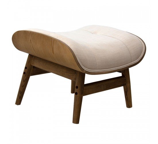 Πολυθρόνα-υποπόδιο relax Mirto μασίφ ξύλο καρυδί-ύφασμα μπεζ 80x80x96,5εκ Υλικό: ELM WOOD - FABRIC 167-000009