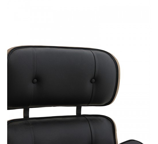 Πολυθρόνα relax Mirto μασίφ ξύλο καρυδί -PU μαύρο 80x80x96.5εκ Υλικό: ELM WOOD - PU 167-000017