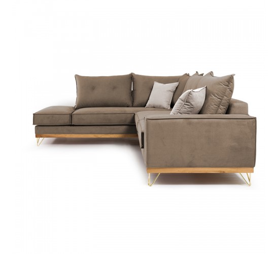 Γωνιακός καναπές δεξιά γωνία Luxury II pakoworld ύφασμα mocha-cream 290x235x95εκ