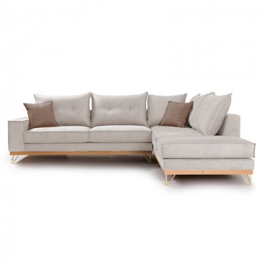 Γωνιακός καναπές αριστερή γωνία Luxury II ύφασμα cream-mocha 290x235x95εκ Υλικό: FABRIC 168-000015