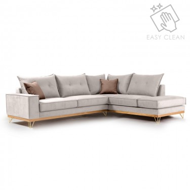 Γωνιακός καναπές αριστερή γωνία Luxury II ύφασμα cream-mocha 290x235x95εκ Υλικό: FABRIC 168-000015