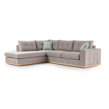 Γωνιακός καναπές δεξιά γωνία Boston ύφασμα elephant-ciel 280x225x90εκ Υλικό: FABRIC 168-000022