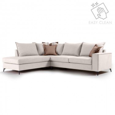 Γωνιακός καναπές δεξιά γωνία Romantic ύφασμα cream-mocha 290x235x95εκ Υλικό: FABRIC 168-000030