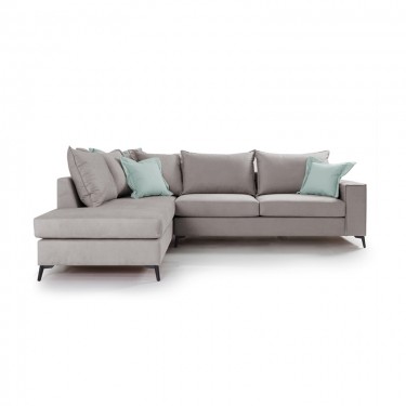Γωνιακός καναπές δεξιά γωνία Romantic ύφασμα elephant-ciel 290x235x95εκ Υλικό: FABRIC 168-000032