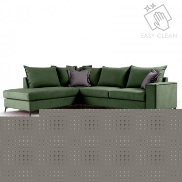 Γωνιακός καναπές δεξιά γωνία Romantic ύφασμα κυπαρισσί-ανθρακί 290x235x95εκ Υλικό: FABRIC 168-000034