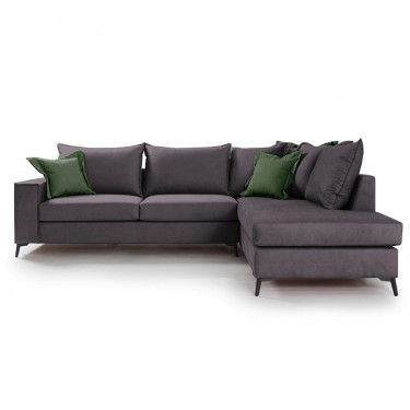 Γωνιακός καναπές αριστερή γωνία Romantic ύφασμα ανθρακί-κυπαρισσί 290x235x95εκ Υλικό: FABRIC 168-000035