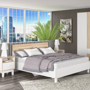 Κρεβάτι Awell sonoma-λευκό 160x200εκ Υλικό: CLIPBOARD WITH MELAMINE COATING 173-000004