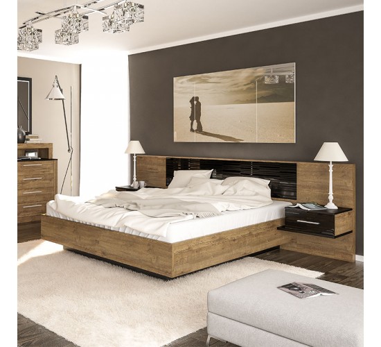 Κρεβάτι διπλό Romilly μαύρο gloss-καρυδί 160x200εκ Υλικό: CLIPBOARD WITH MELAMINE COATING - METAL 173-000012 Κρεβάτι διπλό Romilly μαύρο gloss-καρυδί 160x200εκ Υλικό: CLIPBOARD WITH MELAMINE COATING - METAL 173-000012