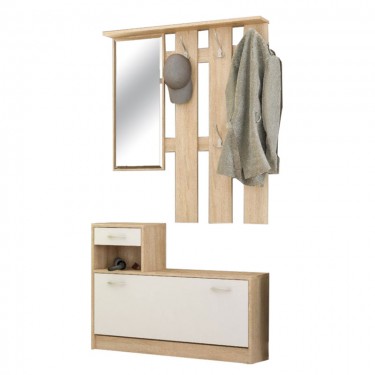 Έπιπλο εισόδου Jamie φυσικό-λευκό 100x27.5x187εκ Υλικό: CLIPBOARD WITH MELAMINE COATING 173-000021