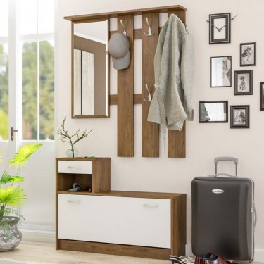 Έπιπλο εισόδου Jamie καρυδί-λευκό 100x27,5x187εκ Υλικό: CLIPBOARD WITH MELAMINE COATING 173-000022