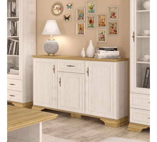 Μπουφές Jaden golden oak-λευκό antique 137,5x39x88,5εκ Υλικό: CLIPBOARD WITH MELAMINE COATING 173-000027 Μπουφές Jaden golden oak-λευκό antique 137,5x39x88,5εκ Υλικό: CLIPBOARD WITH MELAMINE COATING 173-000027