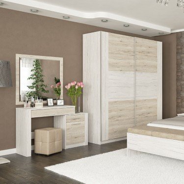 Τουαλέτα-καθρέπτης Neruda λευκό antique-oak 114,5x39,5x76εκ Υλικό: CLIPBOARD WITH MELAMINE COATING - GLASS 173-000042