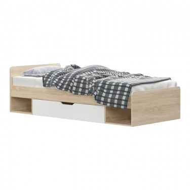 Κρεβάτι με συρτάρι Letto σε oak - λευκό απόχρωση 90x200εκ Υλικό: CLIPBOARD WITH MELAMINE COATING 173-000049