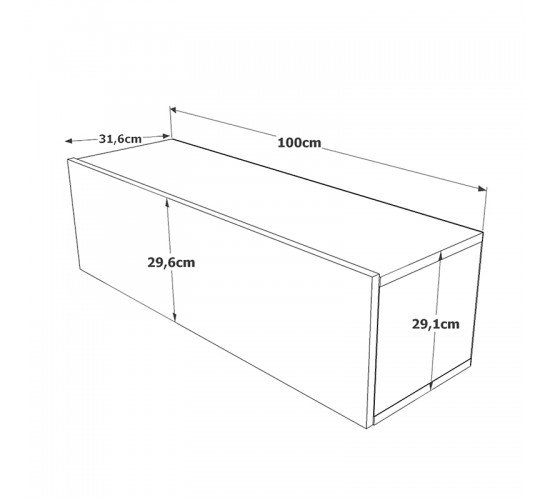 Έπιπλο τηλεόρασης επιτοίχιο Serit pakoworld λευκό-oak 100x31,5x29,5εκ