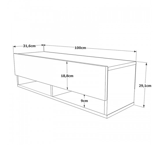 Έπιπλο τηλεόρασης επιτοίχιο Roscoe oak 100x31,5x29,5εκ Υλικό: CLIPBOARD WITH MELAMINE COATING 18mm - MDF 176-000007