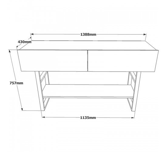 Κονσόλα Vien pakoworld oak-μαύρο 139x43x75,5εκ