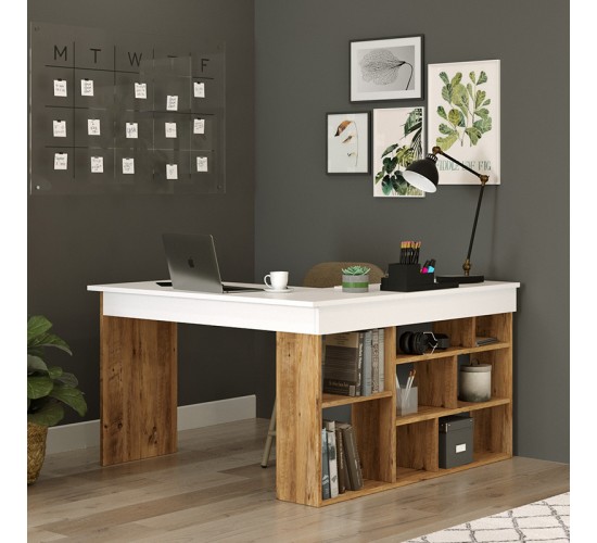 Γραφείο γωνιακό Rosaline λευκό-oak 120x129x72εκ Υλικό: CLIPBOARD WITH MELAMINE COATING 18mm 176-000010 Γραφείο γωνιακό Rosaline λευκό-oak 120x129x72εκ Υλικό: CLIPBOARD WITH MELAMINE COATING 18mm 176-000010