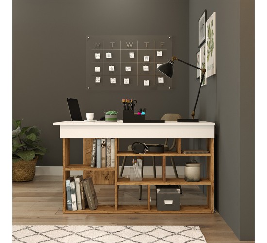 Γραφείο γωνιακό Rosaline λευκό-oak 120x129x72εκ Υλικό: CLIPBOARD WITH MELAMINE COATING 18mm 176-000010 Γραφείο γωνιακό Rosaline λευκό-oak 120x129x72εκ Υλικό: CLIPBOARD WITH MELAMINE COATING 18mm 176-000010