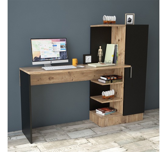 Γραφείο-ραφιέρα Kary μαύρο-oak 152,5x40x120εκ Υλικό: CLIPBOARD WITH MELAMINE COATING 18mm 176-000019 Γραφείο-ραφιέρα Kary μαύρο-oak 152,5x40x120εκ Υλικό: CLIPBOARD WITH MELAMINE COATING 18mm 176-000019
