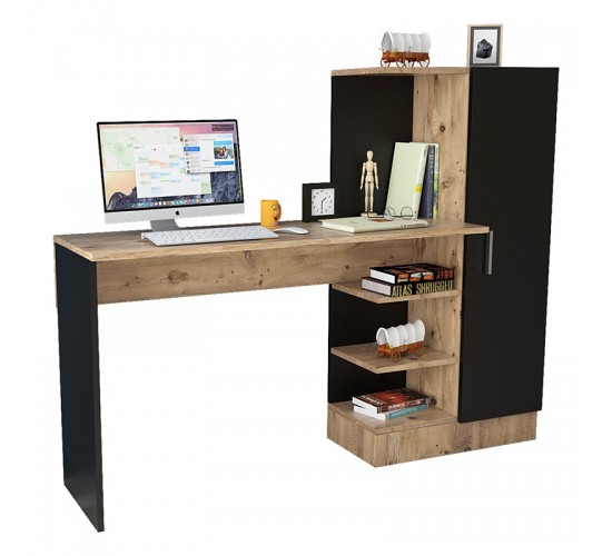 Γραφείο-ραφιέρα Kary μαύρο-oak 152,5x40x120εκ Υλικό: CLIPBOARD WITH MELAMINE COATING 18mm 176-000019 Γραφείο-ραφιέρα Kary μαύρο-oak 152,5x40x120εκ Υλικό: CLIPBOARD WITH MELAMINE COATING 18mm 176-000019