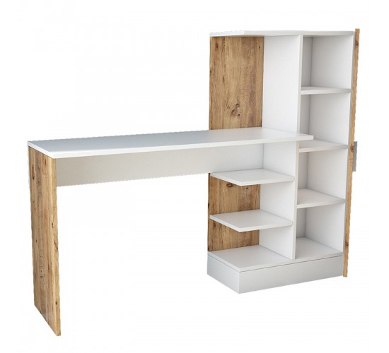 Γραφείο-ραφιέρα Kary λευκό-oak 152,5x40x120εκ Υλικό: CLIPBOARD WITH MELAMINE COATING 18mm 176-000020 Γραφείο-ραφιέρα Kary λευκό-oak 152,5x40x120εκ Υλικό: CLIPBOARD WITH MELAMINE COATING 18mm 176-000020