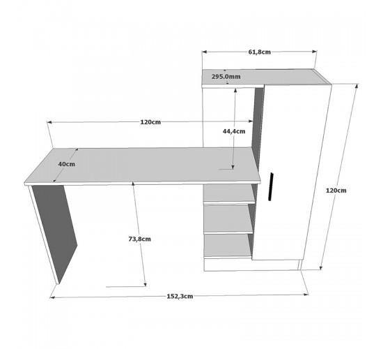 Γραφείο-ραφιέρα Kary pakoworld λευκό-oak 152,5x40x120εκ