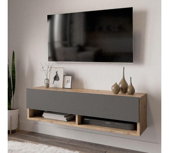 Έπιπλο τηλεόρασης επιτοίχιο Handra ανθρακί-oak 100x31,5x29εκ Υλικό: CLIPBOARD WITH MELAMINE COATING 18mm - MDF 176-000022 Έπιπλο τηλεόρασης επιτοίχιο Handra ανθρακί-oak 100x31,5x29εκ Υλικό: CLIPBOARD WITH MELAMINE COATING 18mm - MDF 176-000022