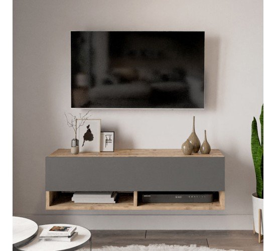 Έπιπλο τηλεόρασης επιτοίχιο Handra ανθρακί-oak 100x31,5x29εκ Υλικό: CLIPBOARD WITH MELAMINE COATING 18mm - MDF 176-000022 Έπιπλο τηλεόρασης επιτοίχιο Handra ανθρακί-oak 100x31,5x29εκ Υλικό: CLIPBOARD WITH MELAMINE COATING 18mm - MDF 176-000022